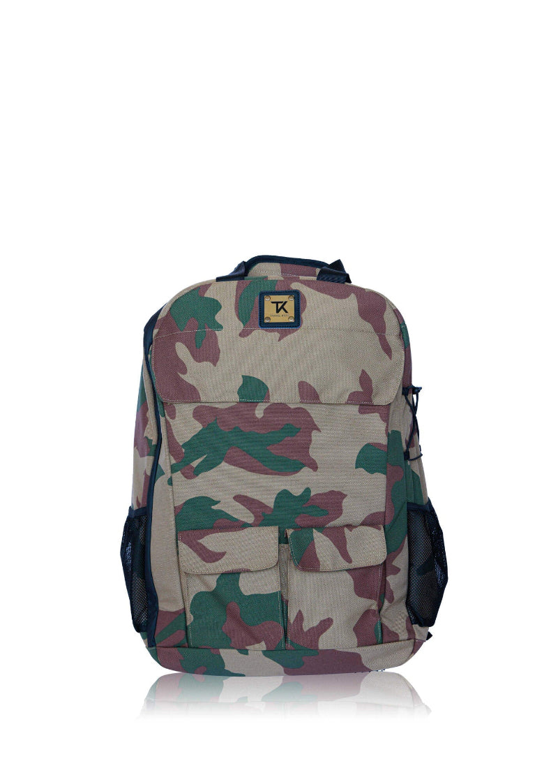 camouflage lightweight hiking backpack with multiple compartments and straps for comfort and water bottle holder